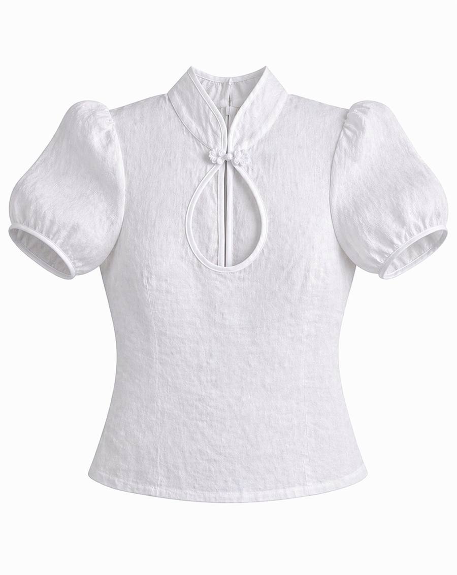 Yumeji Classic Linen Blouse, Short Sleeve, the garment