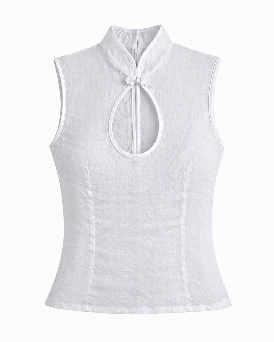Yumeji Classic Linen Blouse, Sleeveless, the garment