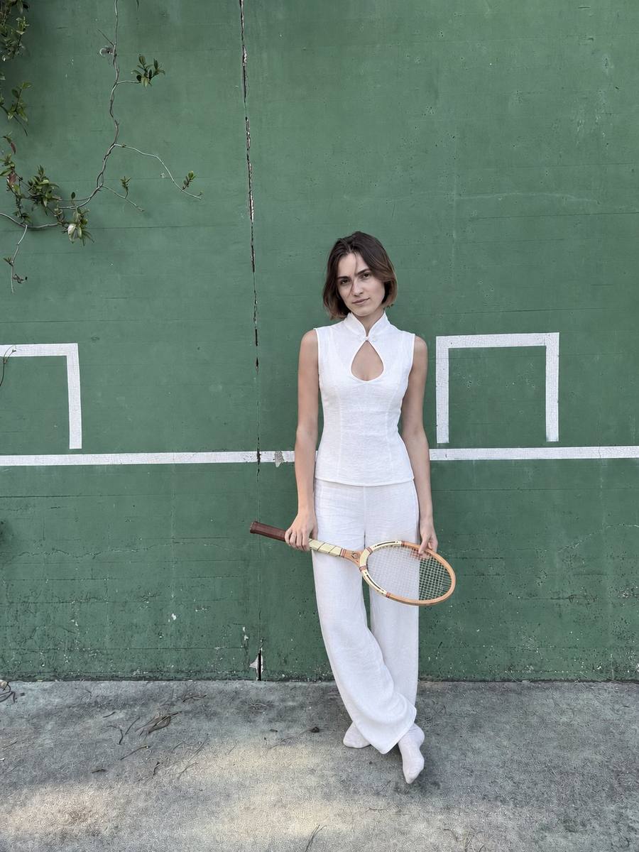 Yumeji Classic Linen Blouse, Sleeveless