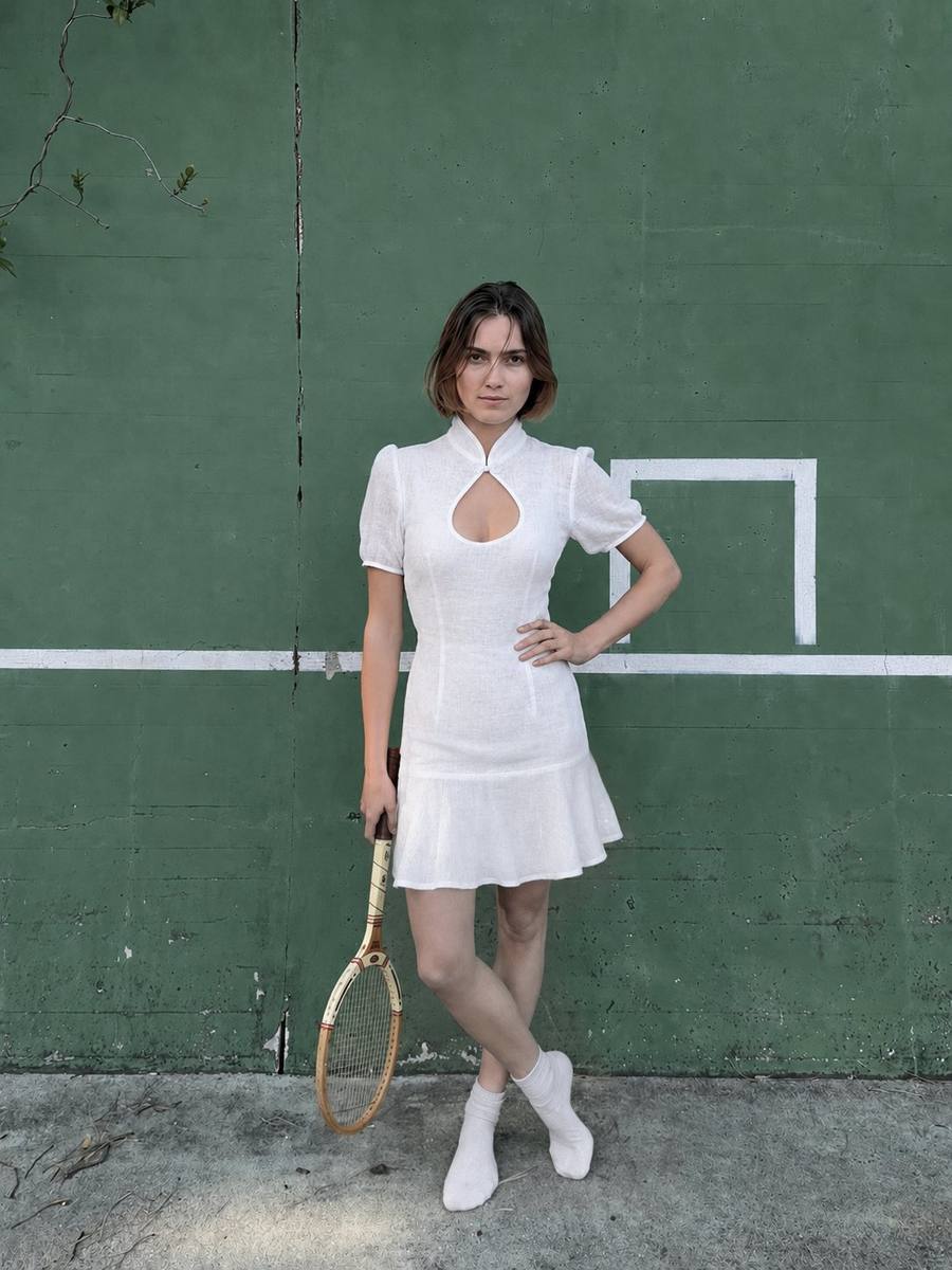 Yumeji Classic Linen Dress, Short Sleeve