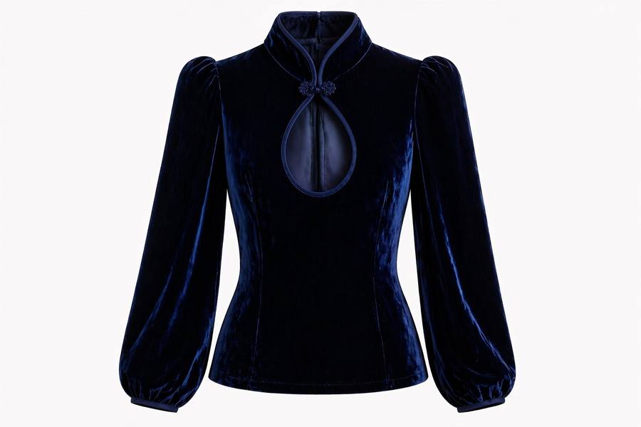 Yumeji Classic Velvet Blouse, Long Sleeve, the garment