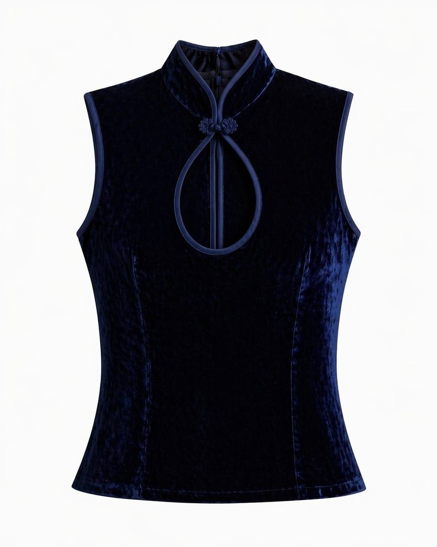 Yumeji Classic Velvet Blouse, Sleeveless, the garment