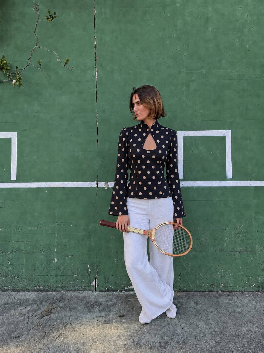 Yumeji Dalmata Blouse, Long Sleeve
