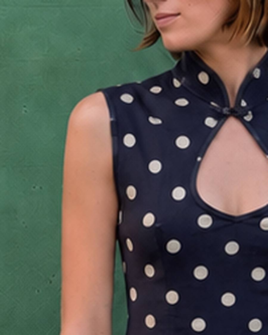 Yumeji Dalmata Blouse, Sleeveless, worn, at the bust