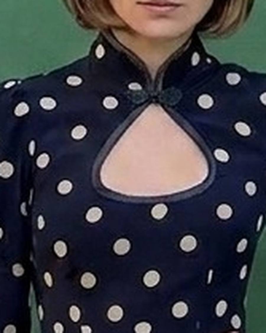 Yumeji Dalmata Dress, Long Sleeve, worn, at the bust