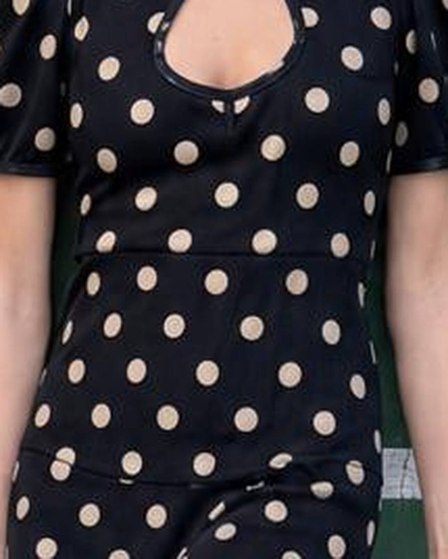 Yumeji Dalmata Dress, Short Sleeve, worn, at the bust